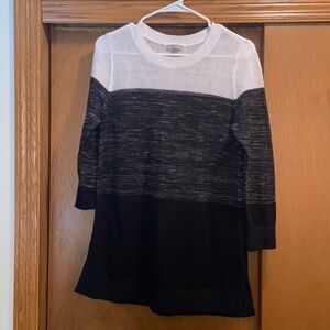 Women’s size small petite Talbots color, black sheer sweater T23